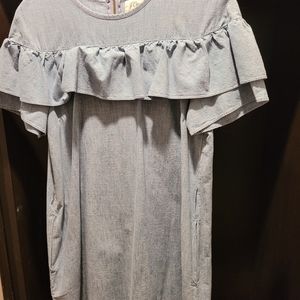 J CREW CHAMBRAY RUFFLE DRESS